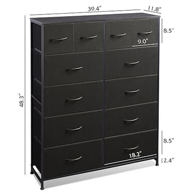 WLIVE Storage Organizer Unit with 12 Fabric Bins, Storage Drawers Organizer with Steel Frame, Tall Storage Tower Organizaton for Living Room, Hallway, Office, Charcoal Black - Image 3