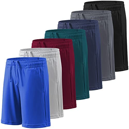 BALENNZ Boy's 7 Pack Athletic Shorts Kids Youth Quick Dry Active Performance Basketball Shorts with Pockets Elastic Waistband Large - Image 1