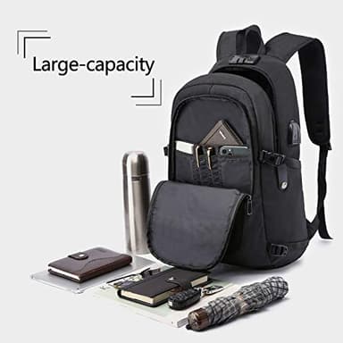 WENIG Anti-Theft Travel Laptop Backpack with USB Charging Port Lock,Water Resistant Slim Work Computer Bag for Men College Bookbags Fits 15.6 Inch Laptop - Image 3