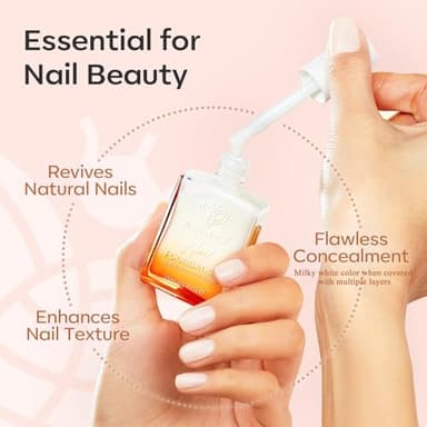 modelones Nail Strengthener, Milky White Nail Polish Natural Nail Concealer Foundation Air Dry Nail Growth Polish for Damaged Nails Imperfection Masking Gifts for Women 15ml - Image 4