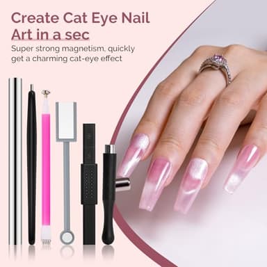 MelodySusie Nail Magnet Set 12PCS, Cat Eye Gel Nail Polish Magnets, Square Round Double Ended Magnet Stick, Cat Eye Magnet for Nails, Strong Magnetic Nail Polish Magnets Nail Design Tools - Image 2