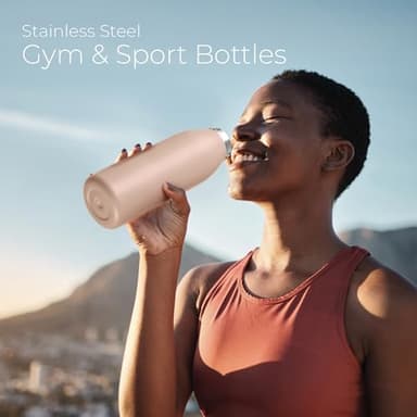 SipX™ Triple-Insulated Stainless Steel Water Bottle - 32oz. With Cover Lid, BPA-Free Reusable Insulated Water Bottle Keeps Cold For 24 Hours, (Pink) - Image 2