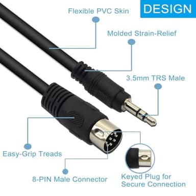 Traovien 8 Pin DIN to 3.5mm Cable,8-Pin DIN Plugs Male to 3.5mm TRS Male Jack Stereo Plug Converter Cable for Audio Cable for Musical Instrument Sound Equipment.(0.5m/1.6ft) - Image 5