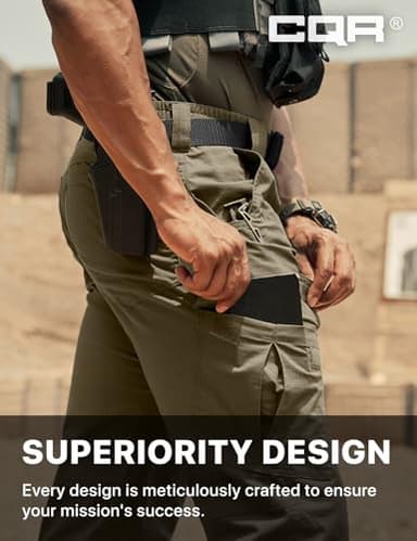 CQR Men's Flex Ripstop Tactical Pants, Water Resistant Stretch Cargo Pants, Lightweight EDC Hiking Work Pants, Dura Flex Soil Green, 32W x 32L - Image 5