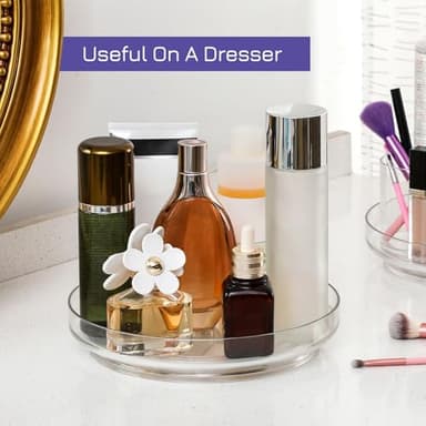 2 Pack 9 Inch Clear Acrylic Lazy Susan, Non-Skid Turntable Organizer for Cabinet, Kitchen, Pantry Organization Storage, Refrigerator, Vanity Makeup, Bathroom Countertop Organizing, Rotating Spice Rack - Image 7