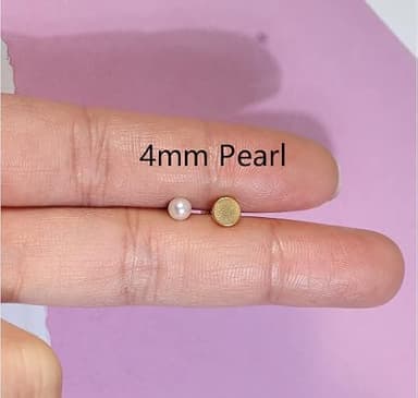 Tiny Pearl Screw Back Stud Earrings for Women,Safety Flatback Pearl Cartilage Helix Earrings 316L Surgical Stainess Steel Jewelry Gift For Toddlers Hypoallergenic(4mm Pearl, Gold) - Image 3