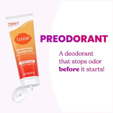 Lume Whole Body Deodorant - Invisible Cream Tube - 72 Hour Odor Control - Aluminum Free, Baking Soda Free, Skin Safe - 3.0 ounce (Clean Tangerine) - Image 6