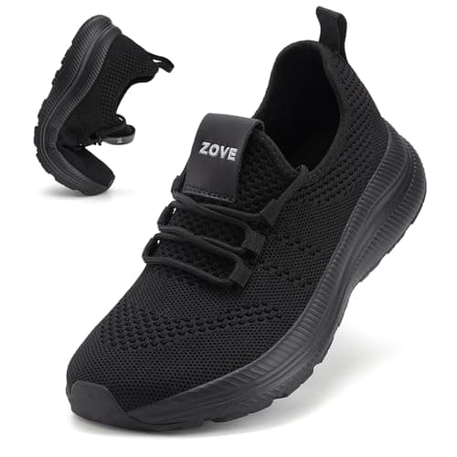 ZOVE Wide Toe Box Shoes Women Extra Wide Width Sneakers Ultra Light Road Running Shoes Non-Slip Tennis Sneakers Breathable Walking Athletic 8803 Full Black 38 - Image 1