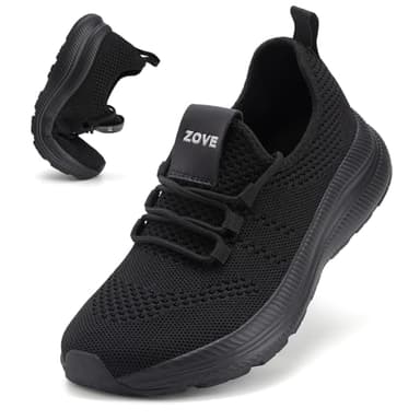 ZOVE Wide Toe Box Shoes Women Extra Wide Width Sneakers Ultra Light Road Running Shoes Non-Slip Tennis Sneakers Breathable Walking Athletic 8803 Full Black 38 - Image 1