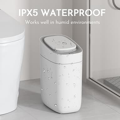 ELPHECO Automatic Bathroom Trash Can with Lid 2.5 Gallon Slim Sensor Garbage Can, 9L Narrow Plastic Trash Bin, Waterproof Motion Sensor Trash Bin for Bedroom, Living Room, Narrow Space - Image 7