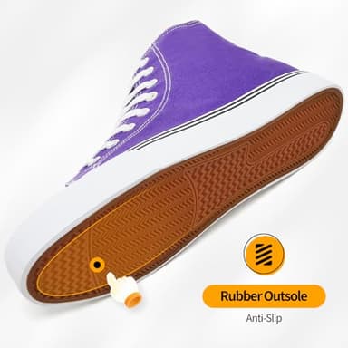 ZGR Men's High Top Canvas Sneakers Lace Up Canvas Shoes Classic Casual Walking Shoes High Top Sneakers for Men (Purple, US8.5) - Image 4