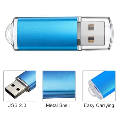 TOPESEL 5 Pack 32GB USB 2.0 Flash Drive Memory Stick Thumb Drives (5 Mixed Colors: Black Blue Green Red Silver) - Image 2