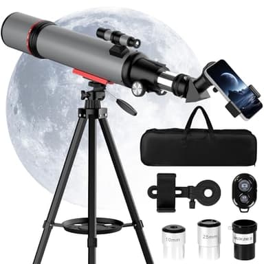 Telescope for Adults High Powered: Astronomy Telescopes for Observing The Moon and Stares - 90mm Aperture 600mm Refractor Telescope for Kids & Beginners - Telescopio with Phone Adapter Tripod - Image 1