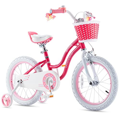 RoyalBaby Stargirl Kids Girls Bike Bicycle with Basket Training Wheels Kickstand 16 Inch Pink - Image 1