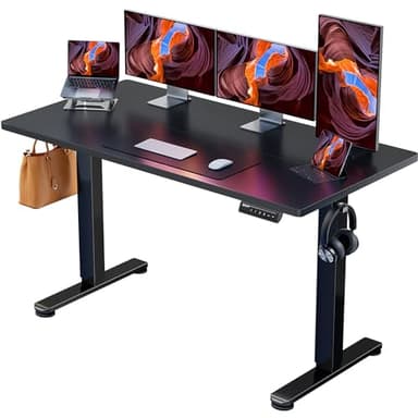 ErGear Height Adjustable Electric Standing Desk, 55 x 28 Inches Sit Stand up Desk, Large Memory Computer Home Office Desk with Two-Piece Desktop (Black) - Image 1