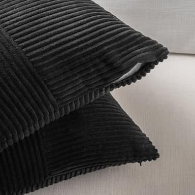 Fancy Homi Set of 2 Black Boho Long Lumbar Body Decorative Throw Pillow Cover 14x36 Inch for Bed Couch Bedroom Bench, Soft Patchwork Corduroy Textured Pillow Case, Rustic Farmhouse Room Décor - Image 4