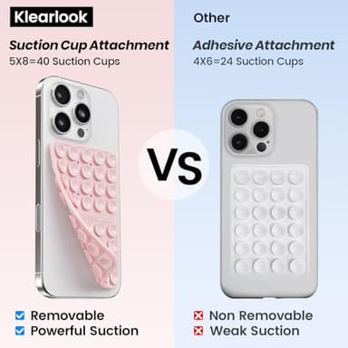 2PCS Silicone Suction Cup Phone Case Mount Double Sided, Hands-Free Phone Accessories Holder for Selfies and Videos, Silicon Sticky Phone Grip for iPhone and Android, Transparent&Light Pink - Image 2