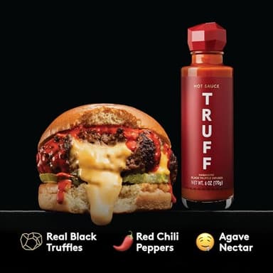 TRUFF Hot Sauce and Hotter Sauce 2-Pack Bundle, Gourmet Hot Sauce Set, Black Truffle and Chili Peppers, Gift Idea for The Hot Sauce Fans (Black/Red, 6 oz, 2 Count) - Image 6