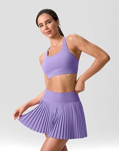 SANTINY Pleated Tennis Skirt for Women with Pockets Shorts Women's High Waisted Lightweight Athletic Golf Skorts Skirts for Casual(Purple_S) - Image 4