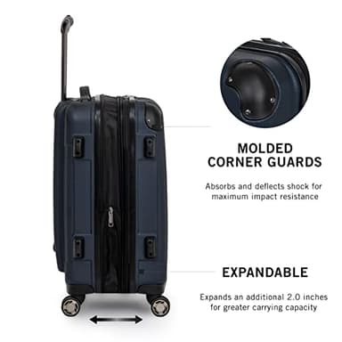 Kenneth Cole REACTION Renegade Luggage Expandable 8-Wheel Spinner Lightweight Hardside Suitcase, Navy Blue, 28-Inch Checked - Image 5