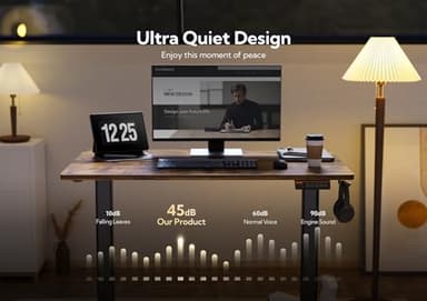 Claiks Electric Standing Desk, Adjustable Height Stand up Desk, 40x24 Inches Sit Stand Home Office Desk with Splice Board, Black Frame/Rustic Brown Top - Image 7