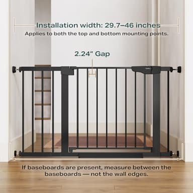 Cumbor 29.7-46" Baby Gate for Stairs, Mom's Choice Awards Winner-Auto Close Dog Gate for The House, Gifts for Mom, Easy Install Pressure Mounted Pet Gates for Doorways, Black - Image 2