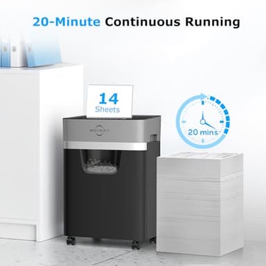 BONSEN 14-Sheet Paper Shredder for Home Office, Heavy Duty Cross Cut Shredder with 5.3 Gal Pullout Bin, Quiet Shredder for CDs/Credit Card/Staple, P-4 Security, Anti-Jam System - Image 2