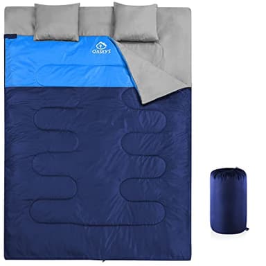 oaskys Double Sleeping Bag for Adults with 2 Pillows - Queen Size XL Waterproof Sleeping Bag for All Season Camping Hiking Backpacking 2 Person Sleeping Bags for Cold Weather & Warm - Image 1