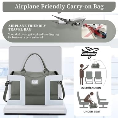 Weekender Bags for Women,Personal Item Travel Bag with Shoes Compartment,Overnight Travel Duffel Bag with Toiletry Bag - Image 8