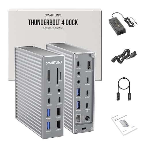 Smartlinx Thunderbolt 4 Dock – 21 Ports, Dual 4K or Single 8K Display, 40Gbps, 90W Charging, USB-C/A Docking Station, Compatible with Windows/Mac/Chrome - Laptop Docking Station Dual Monitor - Image 1