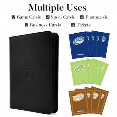 Premium Zip Card Binder, Fabmaker 9 Pocket Trading Card Binder, PU Cover Zipper Card Collection Album, Sturdy 360 Side-Loading Card Folder Holder for MTG, TCG, Game Cards, Sports Cards, Black - Image 3