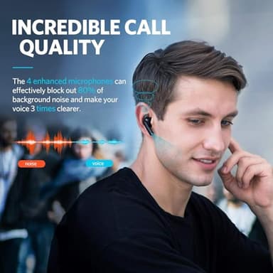 Wireless Earbuds, Bluetooth 5.4 Headphones Stereo Deep Bass, Wireless Noise Cancelling Headphones with Mic, 48H Playtime, Touch Control, IPX8 Waterproof in-Ear Earphones for iPhone iOS Android Phone - Image 4