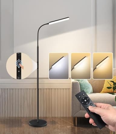 Dimunt LED Floor Lamp, Bright 15W Floor Lamps for Living Room with 1H Timer, Stepless Adjustable 3000K-6000K Colors & Brightness Standing Lamp with Remote & Touch Control Reading Floor Lamps - Image 2
