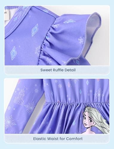 Disney Frozen 2 Elsa Toddler Dress Girls A-Line Ruffle Long Sleeve Casaual Winter Fall Clothes Cute Kids Outfit Gift Party Costume Sizes 4-5T - Image 5