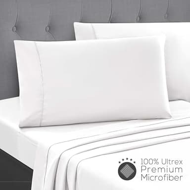 Mueller Luxury 4 Piece Twin Sheets Set - Ultra-Soft 1800 Series, Cooling & Breathable Twin Bed Sheets Sets, Hotel Quality Bedding, Deep Pocket up to 16" - Hypoallergenic, Wrinkle-Resistant, White - Image 3