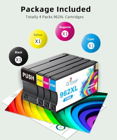 Q-image 962XL 962 Remanufactured Ink Cartridges Replacement for OfficeJet Pro 9015e 9018e 9025e 9010 9015 9018 9020 9025 9012e 9012 Series (Black, Cyan, Magenta, Yellow, 4 Combo Pack) - Image 5