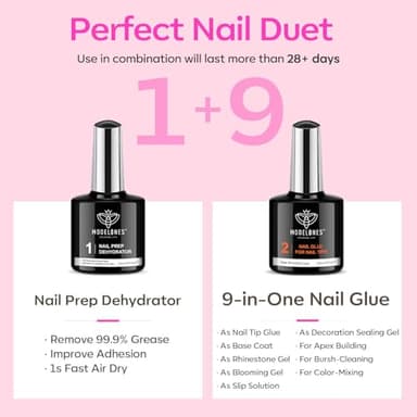 modelones Gel Nail Kit, Fake Nails Long Coffin, 9-in-One Glue Prep Dehydrator & Portable Mini U V Light Acrylic Clipper, 500Pcs Coffin Tips for Extension Kit DIY Salon Home Gifts for Women - Image 3