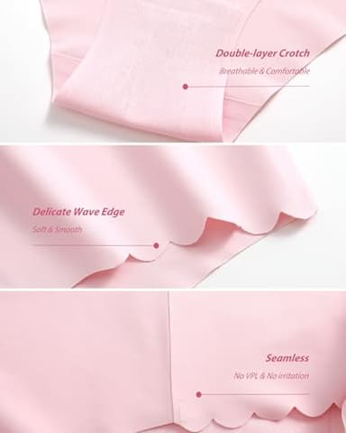 Sth Big High Waisted Seamless Underwear for Women No Show Panties Cheeky Scalloped Edge Bikini Breathable Briefs 6 Pack, Medium - Image 5