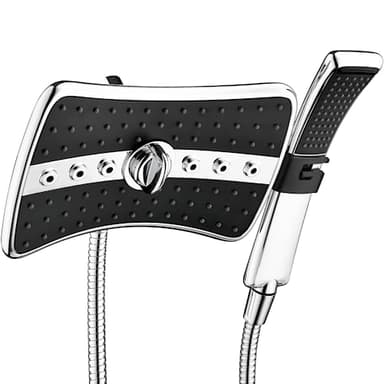 BRIGHT SHOWERS High Pressure Dual Shower Head Combo, Handheld Showerhead Rainfall Shower Head Combo with Black Face, 60 Inch Long Stainless Steel Shower Hose, Chrome - Image 1