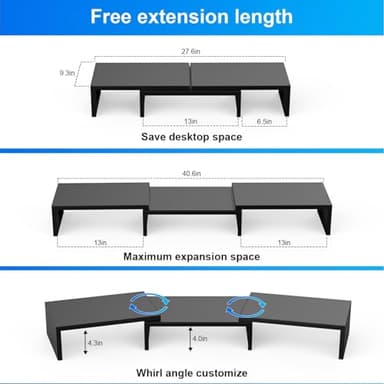 OUTIOE Dual Monitor Stand for Desk, Metal Computer Stand, Desk Shelf Riser,Desktop Organizer for Home and Office Use (Black) - Image 4
