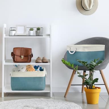 TheWarmHome Storage Baskets for Organizing - Extra Large 3 Pack 17x14x10 inch Storage Bins for Shelves Closet Nursery Bathroom Bedroom Baby Clothes Dog Toy Home Organization (White & Green) - Image 6