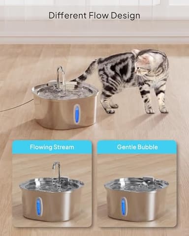 PEKTACO Cat Water Fountain - 3.2L/108oz Stainless Steel Pet Water Drinking Fountain for Cats Indoor, Dog Water Fountain with Water Level Window - Image 7