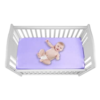 GUNTAIL 2 Pack Satin Soft Crib Sheet for Baby with Sensitive Hair Silky Baby Mattress Sheet Pink and Violet Unisex 52’’x28’’x8’’ Fitted Sheets - Image 2