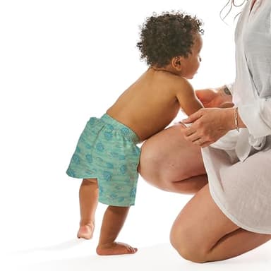 green sprouts i Play Easy-Change Eco Swim Trunks, UPF 50+, Standard 100 by Oeko-TEX® Certified, No AZO Dyes, Seafoam Hawksbill Turtle - 24mo - Image 3