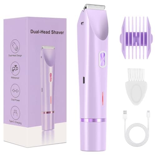 CheckSimple 2025 New Bikini Trimmer for Women,Dermave Bikini Shaver,2-in-1 Electric Razors for Women(Purple) - Image 1