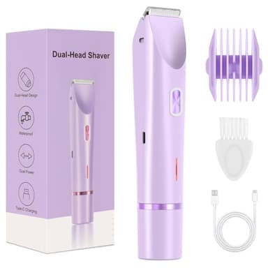 CheckSimple 2025 New Bikini Trimmer for Women,Dermave Bikini Shaver,2-in-1 Electric Razors for Women(Purple) - Image 1