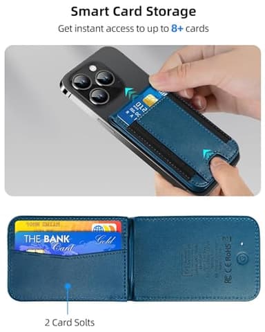 ExtreLife for Magsafe Wallet, Works with Apple Find My, Magnetic Wallet for iPhone 17/16/15/14/13/12 Series, 8-Card Holder, Adjustable Stand, RFID Blocking, Blue - Image 4