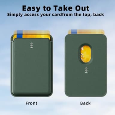 KPNEOL Leather Magnetic Phone Wallet - Mag Wallet RFID, 3 Card Holder For iPhone 15/14/13/12 Series (Dark Green) - Image 4