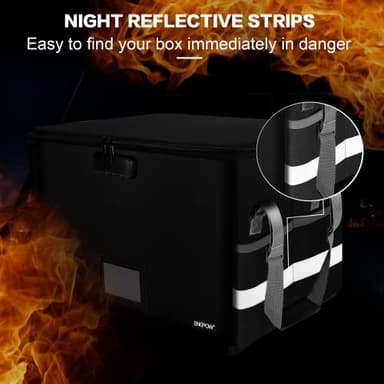 ENGPOW File Box with Lock,Fireproof Document Box with Zipper＆Pockets,Collapsible File Organizer Filing Storage Cabinet with Handle,Portable Home Office Safe for Hanging Letter/Legal Folder,Black - Image 6