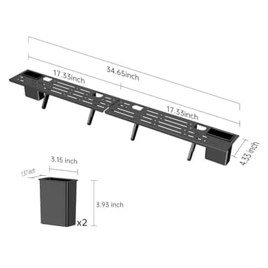 CABTE Steel TV Top Shelf- Adjustable Screen Shelf Floating Stand with 2 Storage Boxes,Computer Screen Shelf for Soundbar, Media Boxes, Game Console, Router and Home,34.65×4.33inch - Image 2